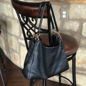 Black Coach pebbled shoulder bag / purse